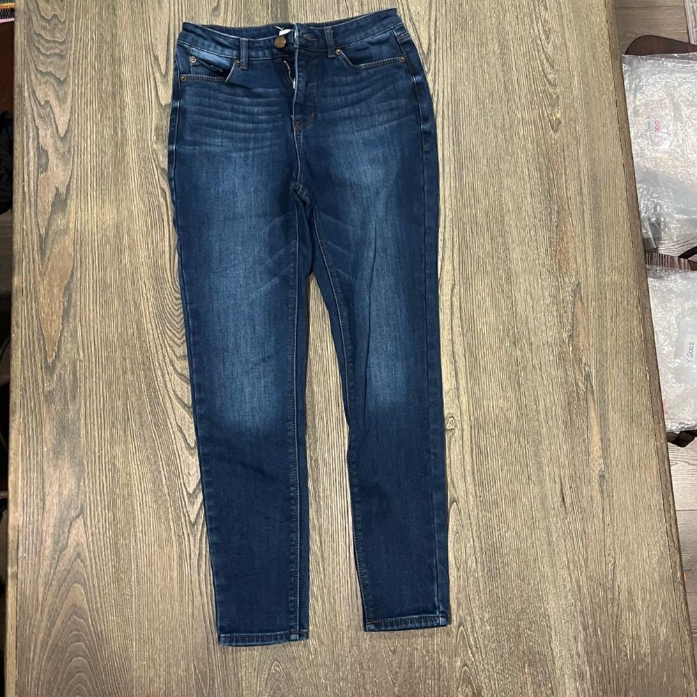 Copper Key Skinny Jeans High Rise Whisker Denim Stretch Dark Wash Blue Size 7
